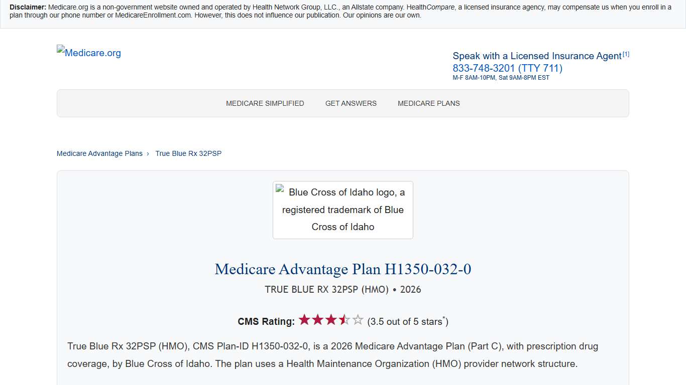 Medicare Advantage Plan H1350-032-0 (2026) Blue Cross of Idaho