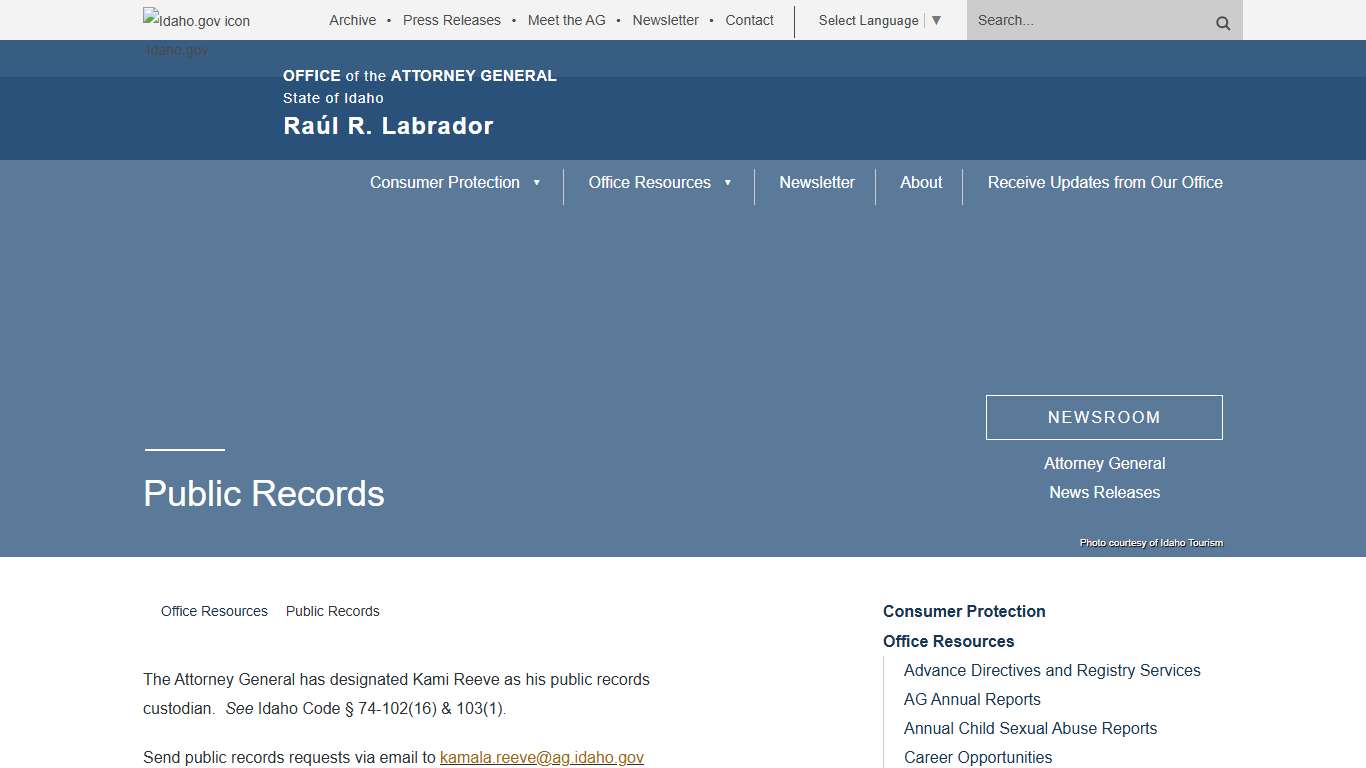 Public Records - Idaho Office of Attorney General